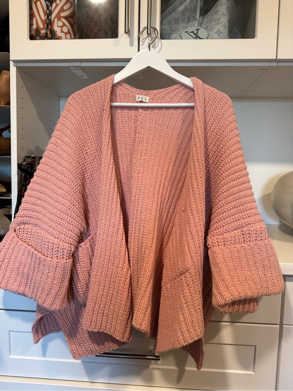 POL Dusty Rose Chunky Open Knit Cardigan